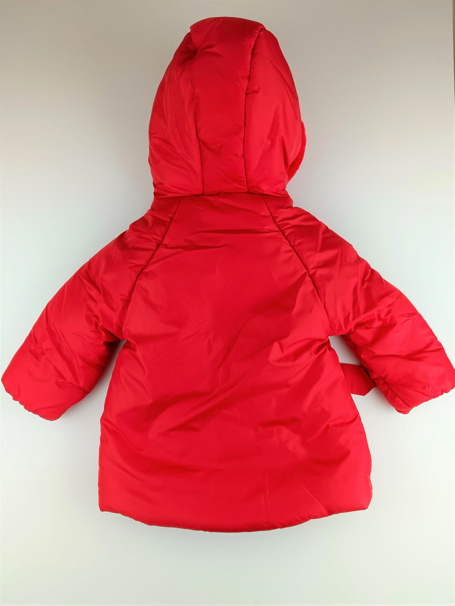 Red fleece parka puffer coat